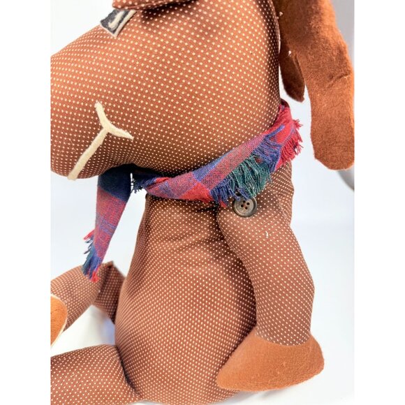 Handmade Polka Dot Reindeer Doll With Plaid Scarf & Felt Accents Brown | Shefl S - Picture 9 of 16